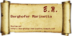 Berghofer Marinetta névjegykártya